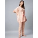 Women's Rayon Tie And Dye Kaftan Sleeve Night Suit (Multicolor)