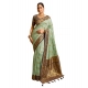 Women's Silk Blend Booti Work Ready to wear Saree With Unstitched Blouse 5.5Mtr (SeaGreen)