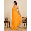 Women's Georgette Printed Saree With Unstitched Blouse 5.5Mtr (Yellow)