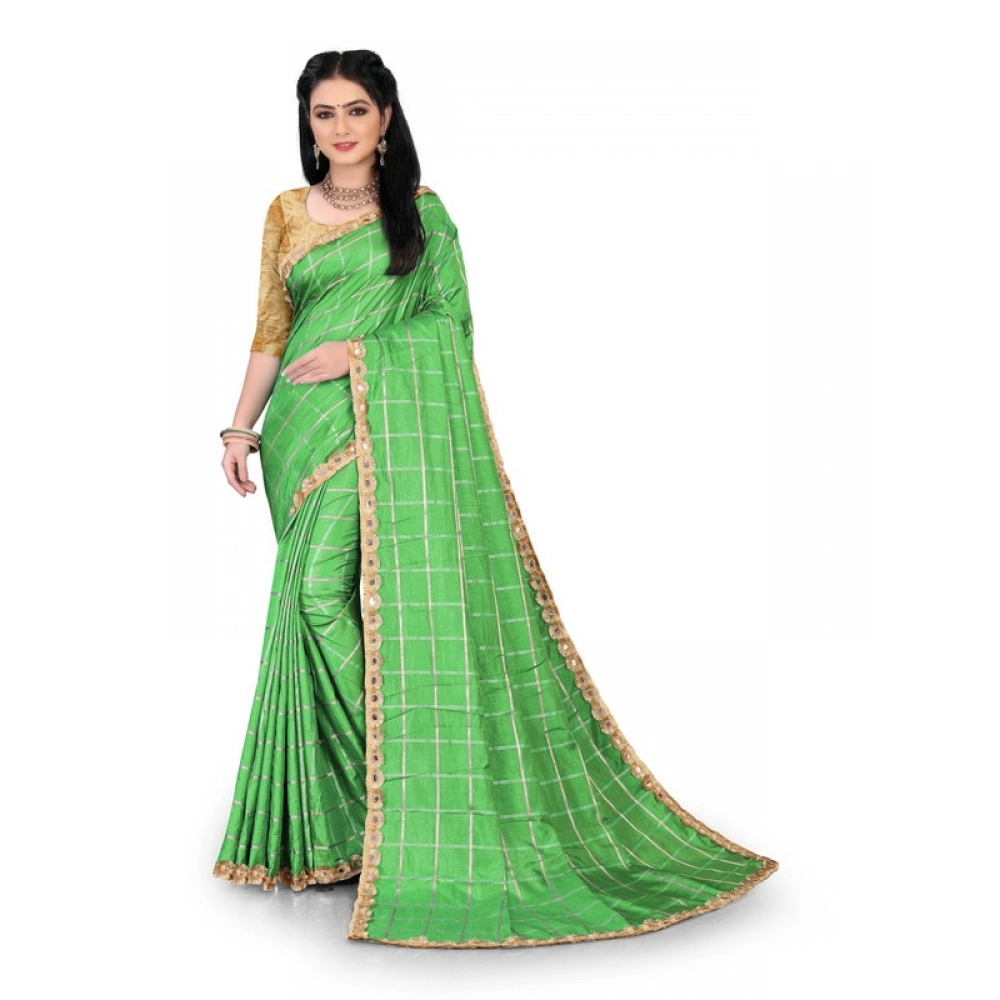 Women's Sana Silk Bandhni Saree With Unstitched Blouse 5.5Mtr (Green)