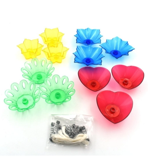 Pack Of 2_Floral Diya Set – Multi-Color Tea Light Holders Set of 12 (Color: Assorted )