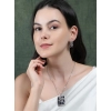 Women's Brass Silver Plated Pendant Set (Blue)