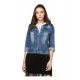 Women's Denim Washed Long Sleeves Jacket (Blue) Women's Denim Washed Long Sleeves Jacket (Blue)