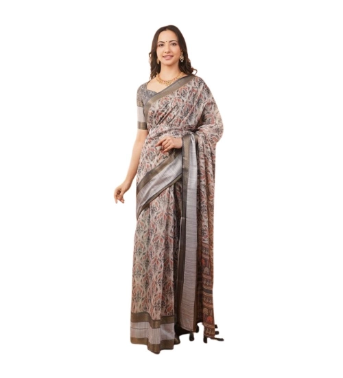 Women's Polyester Printed Saree With Unstitched Blouse 5.5 Mtr (Multicolor)