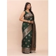 Women's Banarasi Silk Printed Saree With Unstitched Blouse 5.5Mtr (Green)