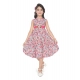 Girl's Digital Chicken Printed Sleeve Less Round Neck Dress (Pink)