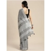 Women's Linen Cotton Printed Saree With Unstitched Blouse 5.5Mtr (Dark Grey) Women's Linen Cotton Printed Saree With Unstitched Blouse 5.5Mtr (Dark Grey)