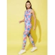 Women's Polyester Lycra Printed Sleeveless Active Wear (Multicolor)