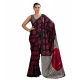 Women's Satin Crepe Printed Saree With Unstitched Blouse 5.5Mtr (Maroon)