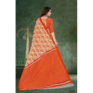Generic Women's Soft Pure Cotton Printed Saree With Unstitched Blouse 5.5Mtr (Orange)