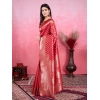 Women's Banarasi Silk Printed Saree With Unstitched Blouse 5.5Mtr (Red) Women's Banarasi Silk Printed Saree With Unstitched Blouse 5.5Mtr (Red)