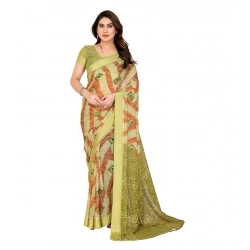 Women's Georgette Printed Saree With Unstitched Blouse 5.5Mtr (Multicolor)