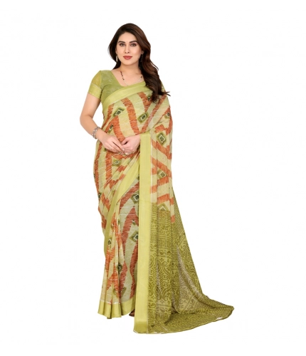 Women's Georgette Printed Saree With Unstitched Blouse 5.5Mtr (Multicolor)