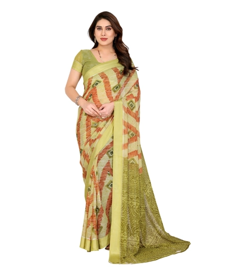 Women's Georgette Printed Saree With Unstitched Blouse 5.5Mtr (Multicolor)