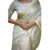 Women's Faux_Banarasi Lining Pattern Saree With Unstitched Blouse 5.5Mtr (Off_White) Women's Faux_Banarasi Lining Pattern Saree With Unstitched Blouse 5.5Mtr (Off_White)