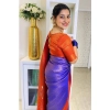 Women's Soft Lichi Silk Printed Saree With Unstitched Blouse 5.5Mtr (Blue) Women's Soft Lichi Silk Printed Saree With Unstitched Blouse 5.5Mtr (Blue)