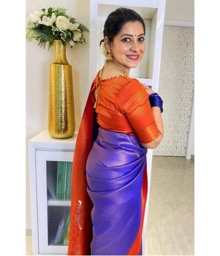 Women's Soft Lichi Silk Printed Saree With Unstitched Blouse 5.5Mtr (Blue) Women's Soft Lichi Silk Printed Saree With Unstitched Blouse 5.5Mtr (Blue)