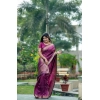 Women's Faux_Banarasi Lining Pattern Saree With Unstitched Blouse 5.5Mtr (Magenta)