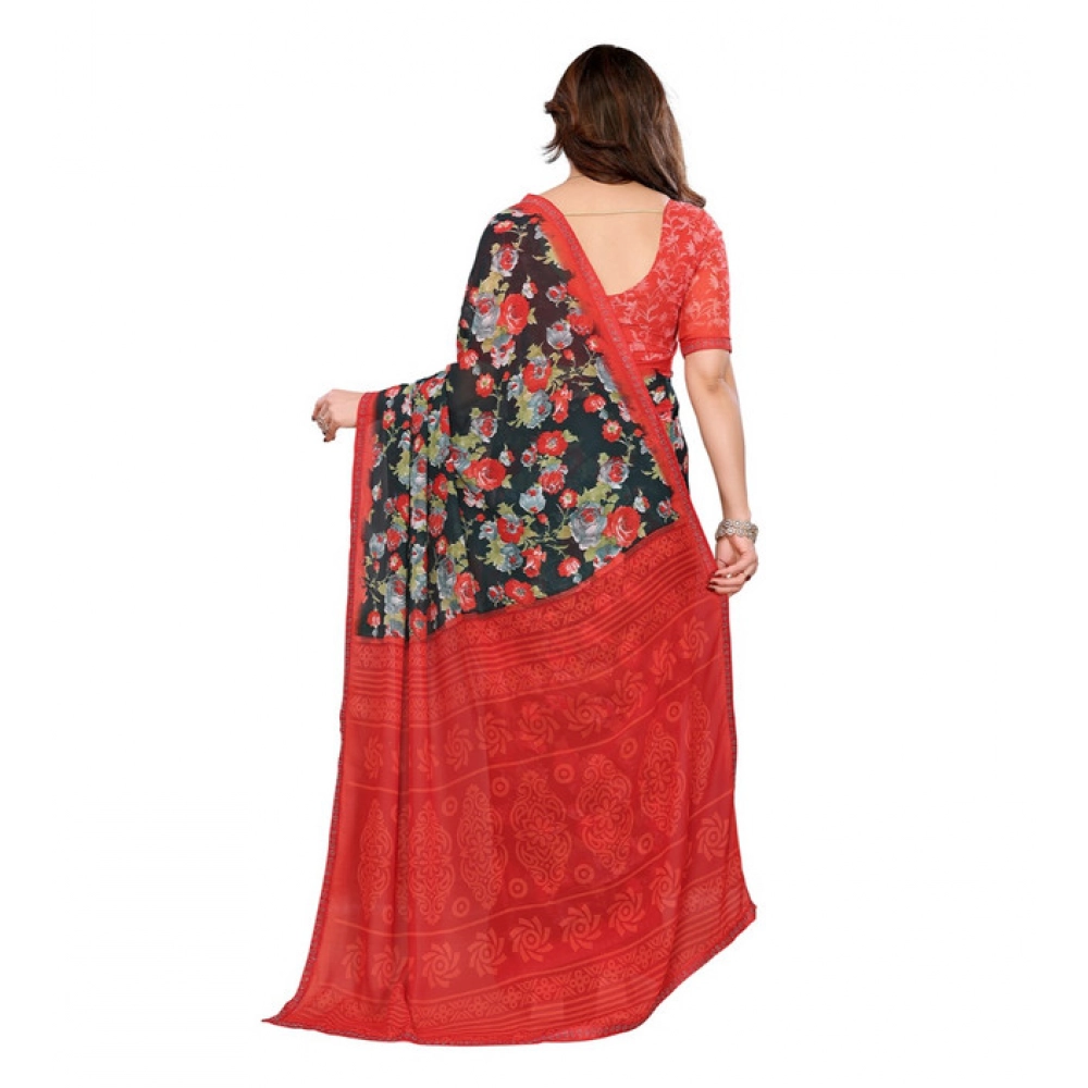 Women's Georgette Printed Saree With Unstitched Blouse 5.5Mtr (Green) Women's Georgette Printed Saree With Unstitched Blouse 5.5Mtr (Green)