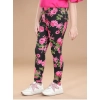 Girl's Cotton Lycra Floral Elasticated Jeggings (Black-Pink) Girl's Cotton Lycra Floral Elasticated Jeggings (Black-Pink)