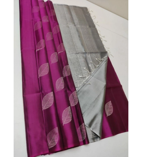 Women's Litchi silk Printed Saree With Unstitched Blouse (Pink)