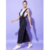 Women's Rayon Pinafore Shoulder Straps Jumpsuit (Black)