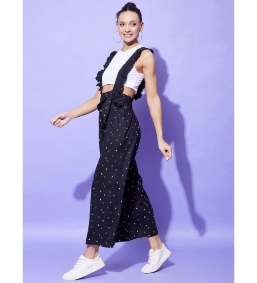 Women's Rayon Pinafore Shoulder Straps Jumpsuit (Black) Women's Rayon Pinafore Shoulder Straps Jumpsuit (Black)