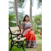 Women's Faux_Tussar Geometric_Print Saree With Unstitched Blouse 5.5Mtr (Orange)