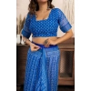 Women's Faux Linen Geometric Print Ready to wear Saree With Unstitched Blouse 5.5Mtr (Blue) Women's Faux Linen Geometric Print Ready to wear Saree With Unstitched Blouse 5.5Mtr (Blue)