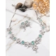 Women's Brass Silver Plated Necklace set (Turquoise)