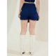 Women's Denim Lycra Solid Zip Closure Skorts (Navy)