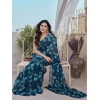 Women's Chiffon Printed Saree With Unstitched Blouse 5.5Mtr (Blue) Women's Chiffon Printed Saree With Unstitched Blouse 5.5Mtr (Blue)