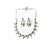 Women's Brass Silver Plated Necklace set (Green)
