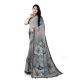 Women's Georgette Floral Printed Saree With Unstitched Blouse 5.5Mtr (Grey)