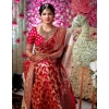 Women's Litchi silk Printed Saree With Unstitched Blouse (Red) Women's Litchi silk Printed Saree With Unstitched Blouse (Red)