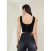 Women's Denim Lycra Solid Sleeveless Top (Black)