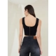 Women's Denim Lycra Solid Sleeveless Top (Black) Women's Denim Lycra Solid Sleeveless Top (Black)