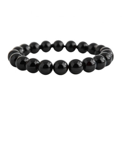Natural Crystal 8mm Black Obsidian Bracelet (Black)