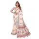 Women's Linen Cotton Printed Saree With Unstitched Blouse 5.5Mtr (Off White) Women's Linen Cotton Printed Saree With Unstitched Blouse 5.5Mtr (Off White)