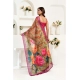 Women's Linen Cotton Printed Ready To Wear Saree With Unstitched Blouse 5.5 Mtr (Pink)