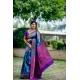 Women's Katan_Silk Zari_Weaving Saree With Unstitched Blouse 5.5Mtr (Blue)