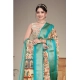 Women's Cotton Silk  Printed Saree With Unstitched Blouse 5.5Mtr (Sky Blue)