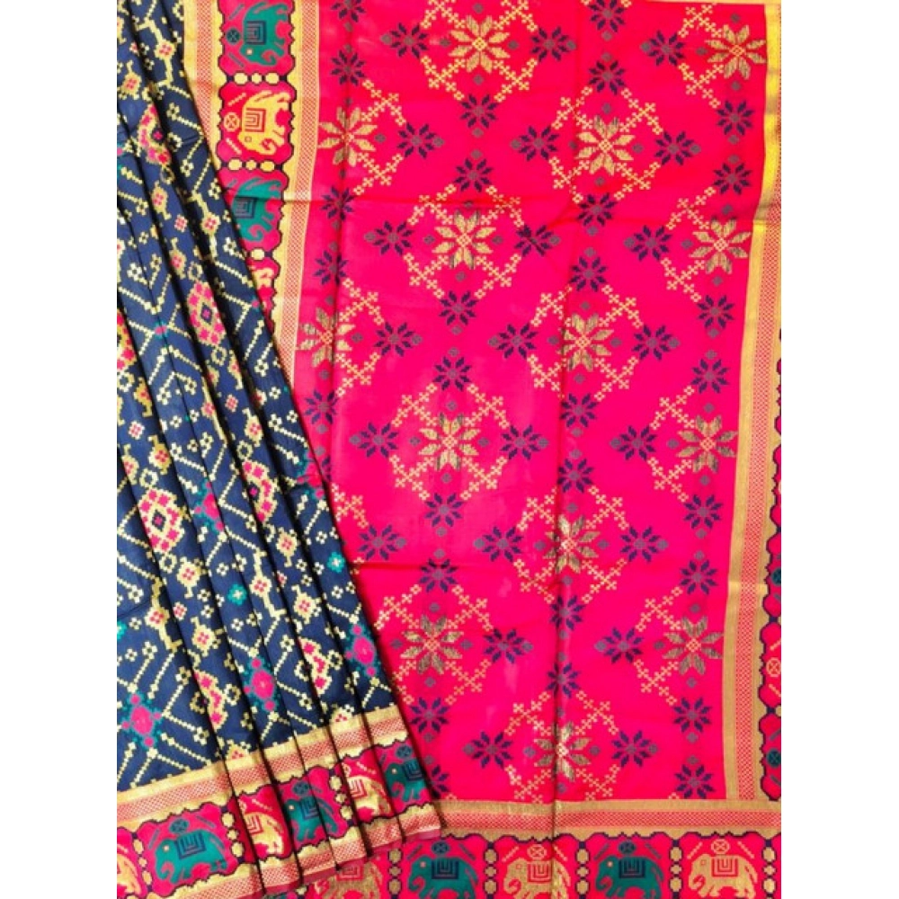 Women's Patola Silk Meena And Zari Woven Saree With Unstitched Blouse 5.5Mtr (Green) Women's Patola Silk Meena And Zari Woven Saree With Unstitched Blouse 5.5Mtr (Green)