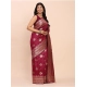 Women's Banarasi Silk Printed Saree With Unstitched Blouse 5.5Mtr (Magenta)
