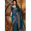 Women's Litchi silk Printed Saree With Unstitched Blouse (Rama Blue) Women's Litchi silk Printed Saree With Unstitched Blouse (Rama Blue)