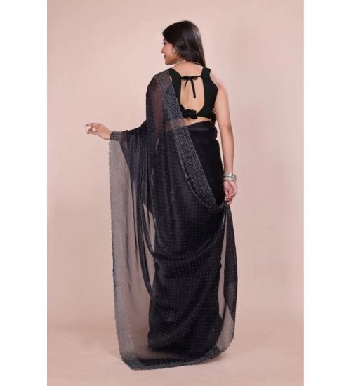 Women's Jimmy choo Embellished Bollywood Saree With Unstitched Blouse 5.5Mtr (Black) Women's Jimmy choo Embellished Bollywood Saree With Unstitched Blouse 5.5Mtr (Black)