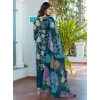 Women's Cotton Blend Printed Kurti With Pant Dupatta Set (Rama) Women's Cotton Blend Printed Kurti With Pant Dupatta Set (Rama)