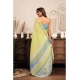 Women's Linen Cotton Printed Ready To Wear With Pocket Saree With Unstitched Blouse 5.5 Mtr (Light_Yellow)