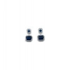 Women's Brass Silver Plated Drop Earrings (Blue)