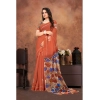 Women's Linen Printed Saree With Unstitched Blouse 5.5Mtr (Red) Women's Linen Printed Saree With Unstitched Blouse 5.5Mtr (Red)